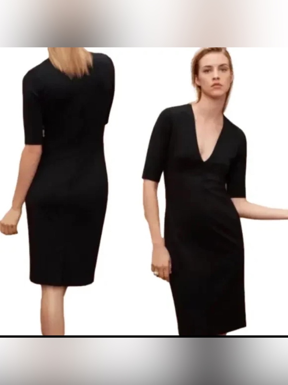 Aritzia Babaton V Neck Sheath Dress LBS Official Career Fitted Size 0 Minimal